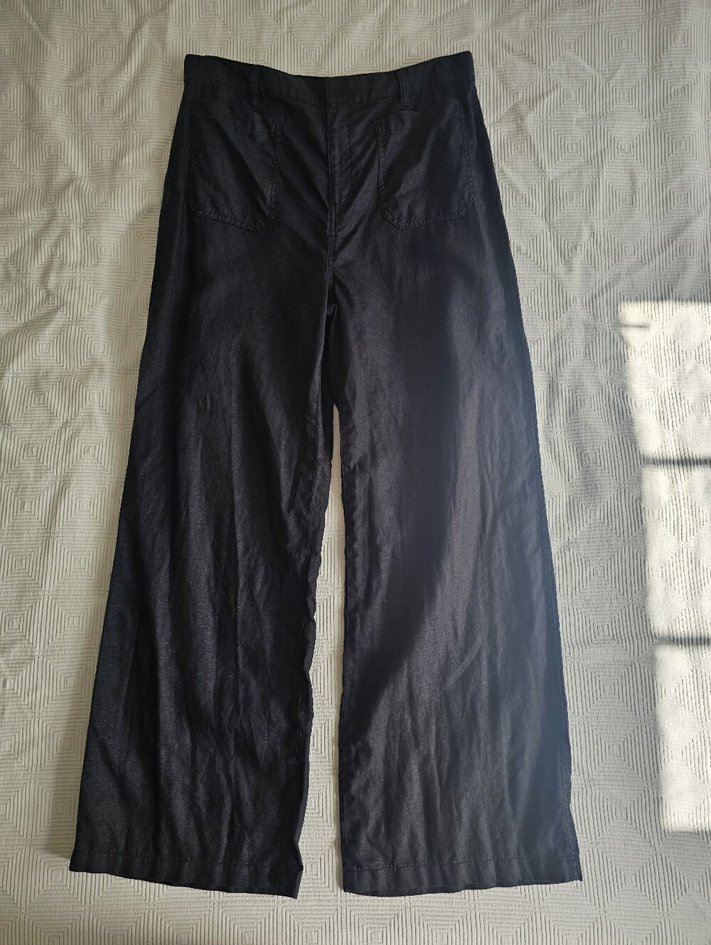 Madewell Black Wide-Leg Trousers with Front Patch Pockets
